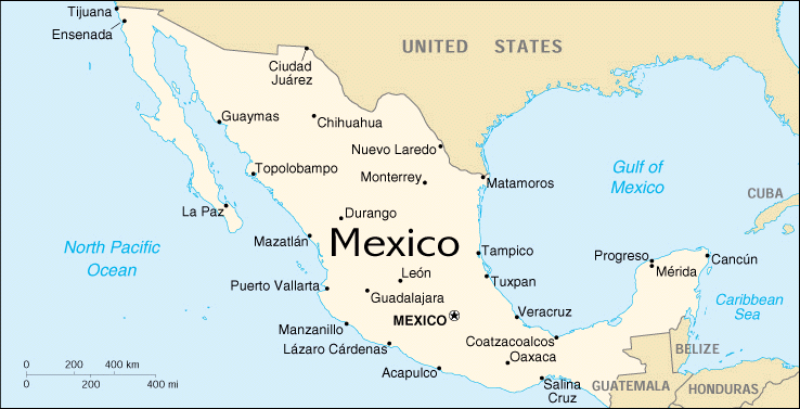 Map of Mexico - Print for easier reading.